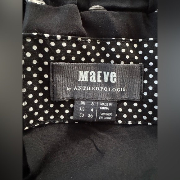 Anthropologie Maeve Black and White Dotted of the Shoulder Dress, Size 4 - Picture 12 of 14